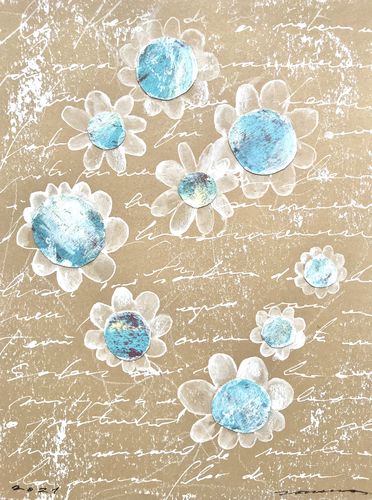 flors de neu obra sobre paper Fina Veciana