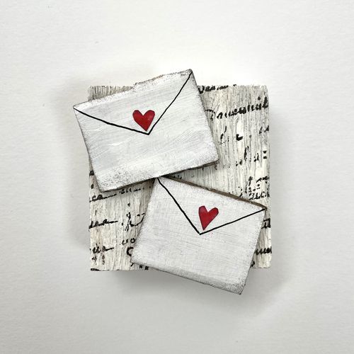 quadre mini miniatura fusta sobre amor cor enviament records cartes