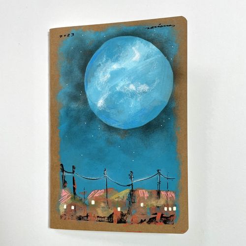 llibreta coberta pintada original moon lune lluna luna poblet landscape paisatge