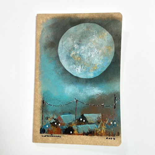 llibreta coberta pintada original moon lluna poblet paisatge landscape